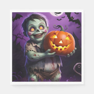 Little Green Monster & Pumpkin Friend Napkin