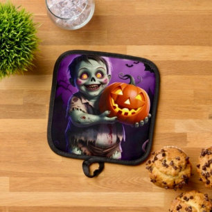 Little Green Monster & Pumpkin Friend Pot Holder