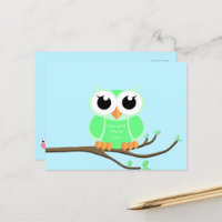 Little Green Owl - Blank Postcard