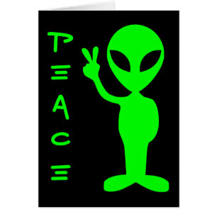 Little Green Peaceful Alien Greeting Card