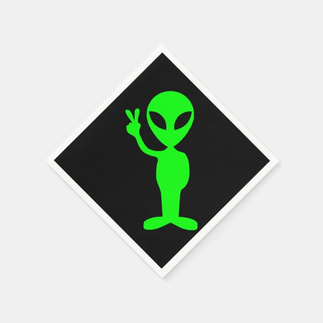 Little Green Peaceful Alien Napkin (Corner)