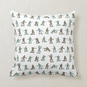 Little Green Plastic Army Soldier Retro Kids Print Cushion