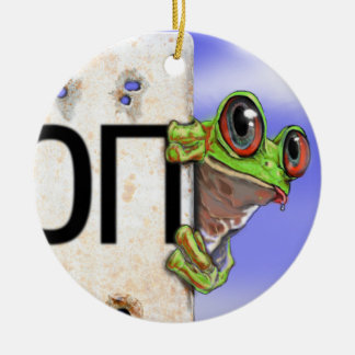 Little Green Tree Frog Ceramic Ornament
