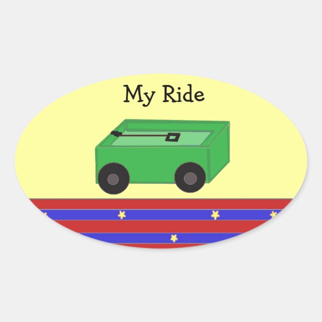 LIttle Green Wagon Oval Sticker (Front)