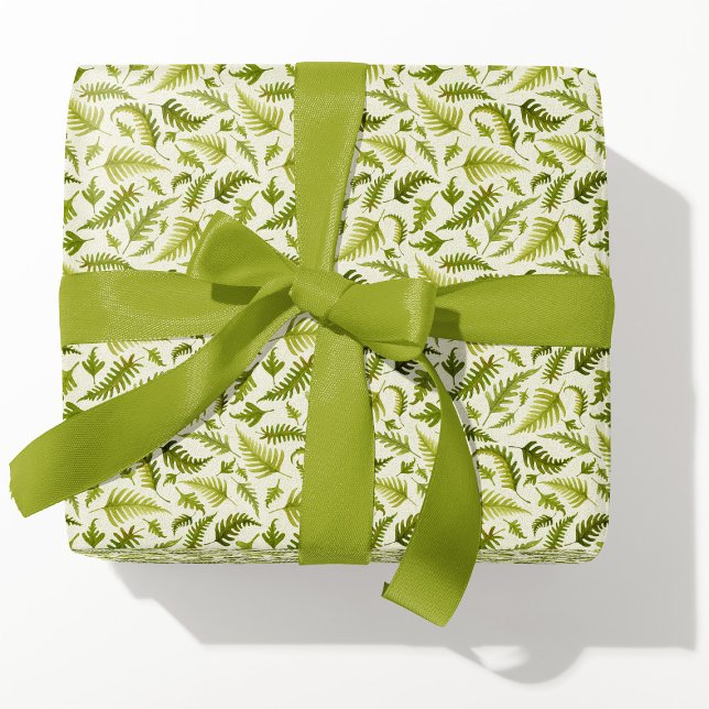 Little Green Watercolor Fern Leaves Wrapping Paper (Creator Uploaded)