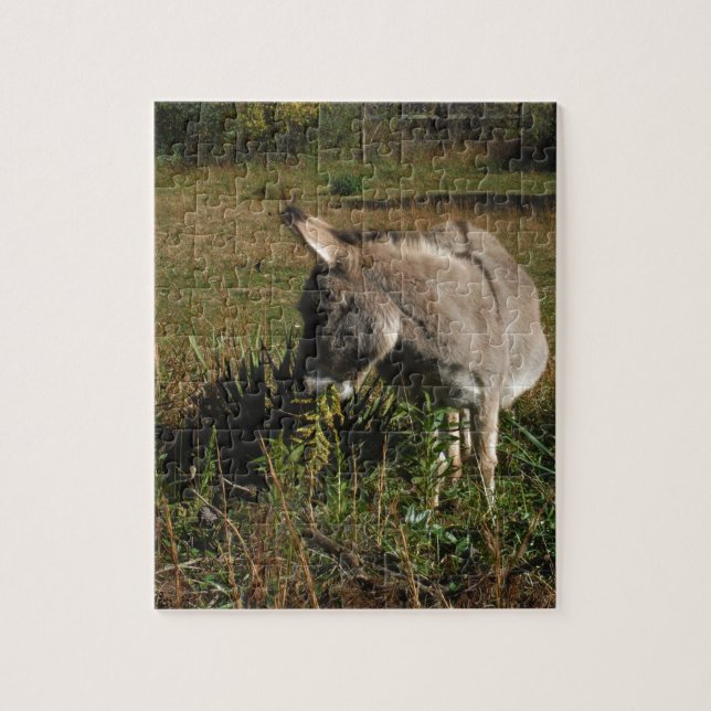 Little grey Donkey w / wildflowers Jigsaw Puzzle (Vertical)