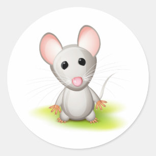 Little grey mouse classic round sticker