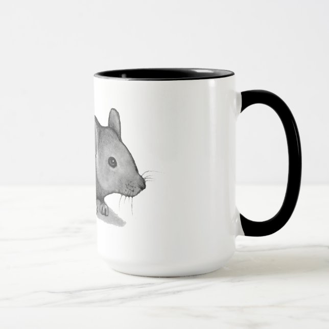 Little Grey Mouse In Pencil: Realism Art Mug (Right)