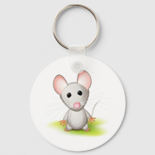 Little grey mouse key ring