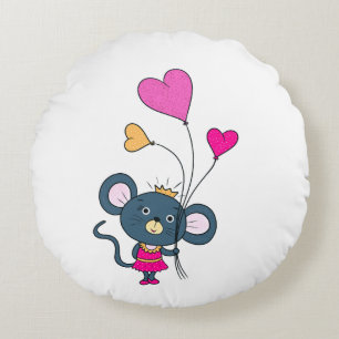 Little grey mouse round cushion