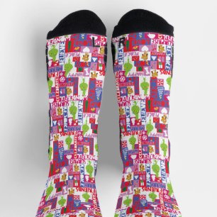 Little Grinch   Colourful Christmas Pattern Socks