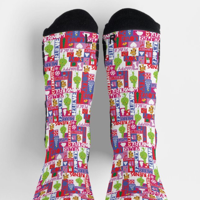 Little Grinch | Colourful Christmas Pattern Socks (Top)