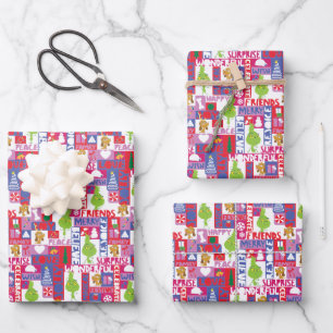 Little Grinch   Colourful Christmas Pattern Wrapping Paper Sheet