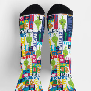 Little Grinch  & Friends   Colourful Christmas Pat Socks