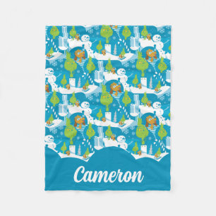 Little Grinch   Merry Grinchmas Teal Pattern Fleece Blanket