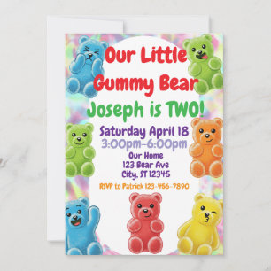 Little Gummy Bear Birthday  Invitation