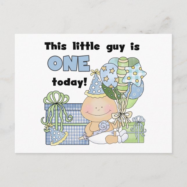 Little Guy is One Tshirts and Gifts Postcard (Front)