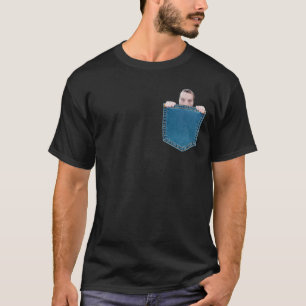 Little Guy Peeking Out Of Fake Pocket T-Shirt