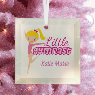 Little Gymnast Cute Personalised Gymnastics Girl Glass Tree Decoration