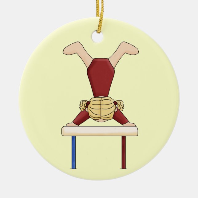 Little Gymnast on balance beam Ceramic Ornament (Front)