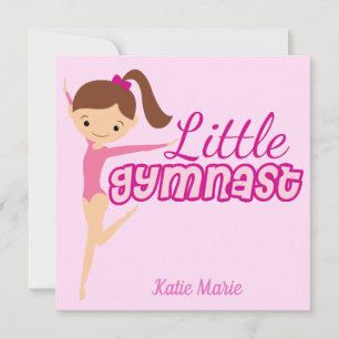 Little Gymnast Pretty Pink Custom Kids Gymnastics Card
