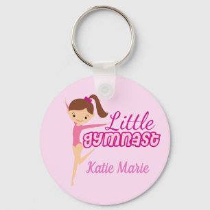 Little Gymnast Pretty Pink Custom Kids Gymnastics Key Ring