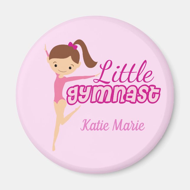 Little Gymnast Pretty Pink Custom Kids Gymnastics Magnet (Front)