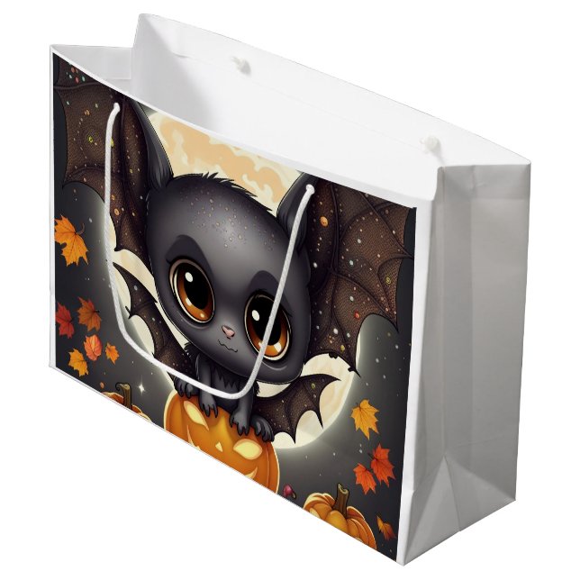 Little Halloween Bat Large Gift Bag (Front Angled)