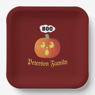 Little Halloween Pumpkin Boo Paper Plates