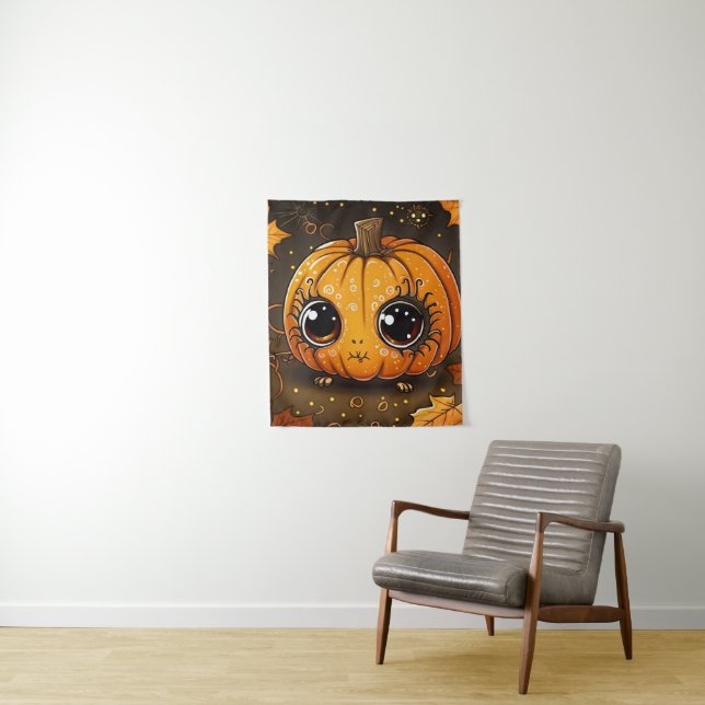 Little Halloween Pumpkin Tapestry (In Situ)