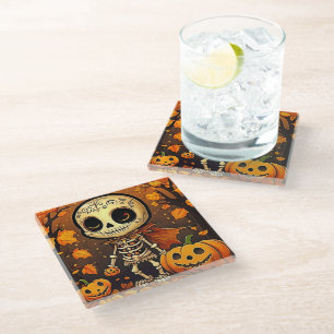 Little Halloween Skeleton 1 Glass Coaster