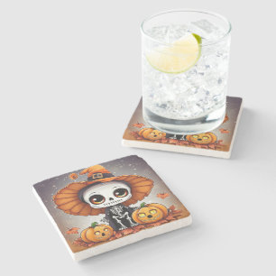 Little Halloween Skeleton 2 Stone Coaster