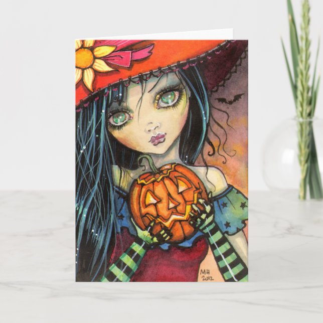 Little Halloween Witch Fantasy Art Card (Front)