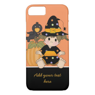 Little Halloween witch with orange black dress iPhone 8/7 Case