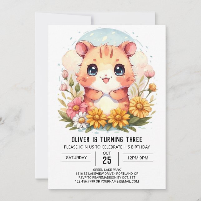 Little Hamster Magic Birthday Invitation (Front)