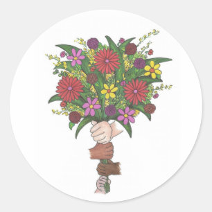 Little Hands Bouquet Flowers Valentine's Day Love Classic Round Sticker
