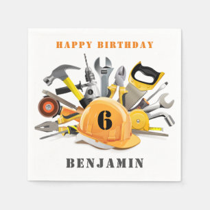 Little Handyman Boy Birthday Party Paper Napkin