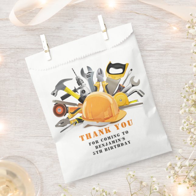 Little Handyman Tool Birthday Party Favour Bag (Clipped)