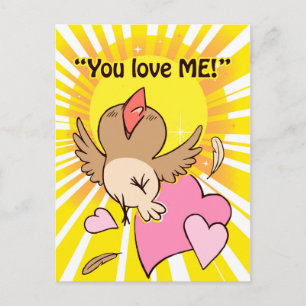 Little happy bird saying you love me! postcard
