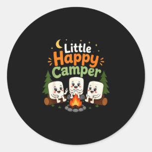 Little happy camper kids camping marshmallow squad classic round sticker