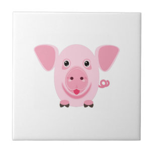 Little happy cute pink pig ceramic tile