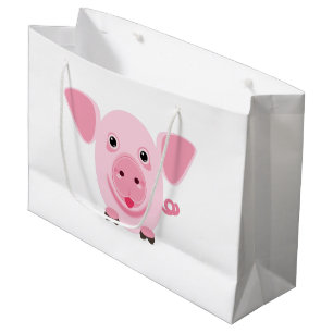 Little happy cute pink pig large gift bag