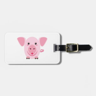 Little happy cute pink pig luggage tag