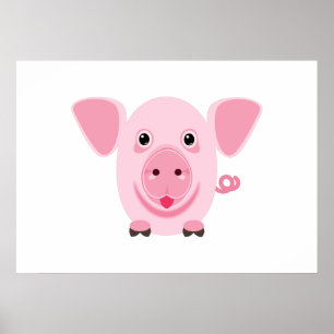 Little happy cute pink pig poster
