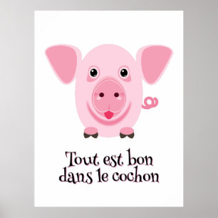 Little happy cute pink pig poster