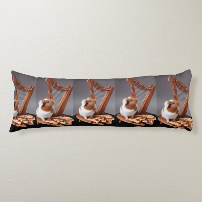 Little Harpist Guinea Pig – Whimsical Elegant Body Body Cushion (Front)