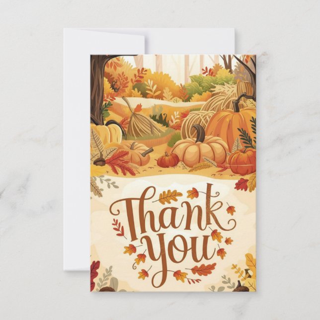 Little Harvest Autumn Fall Thank You Card (Front)