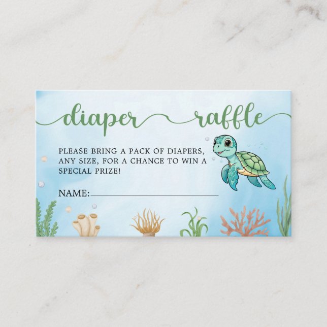 Little Hatchling Turtle Baby Shower Diaper Raffle Enclosure Card (Front)