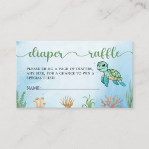 Little Hatchling Turtle Baby Shower Diaper Raffle Enclosure Card