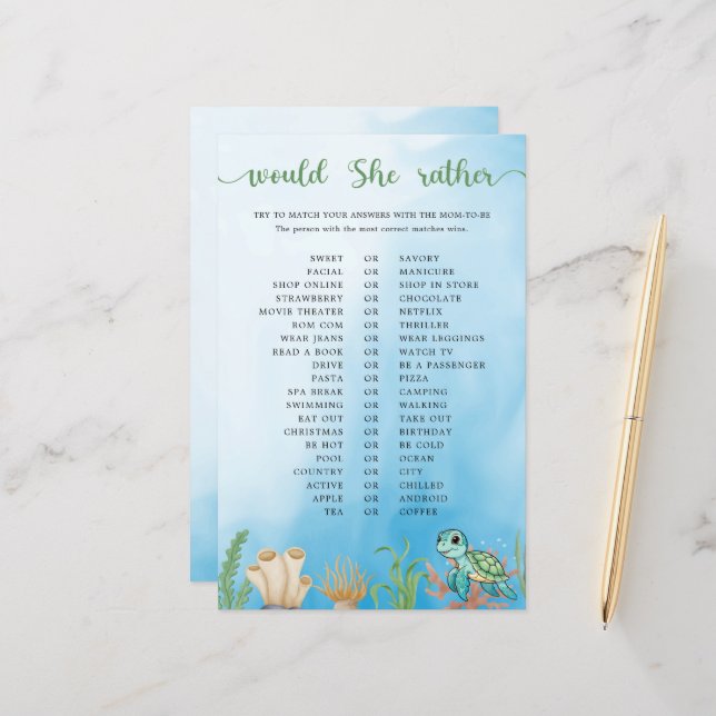 Little Hatchling Would She Rather Baby Shower Game (Front/Back In Situ)